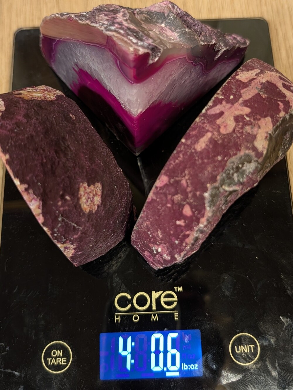Agate Geode Sections Set of 3 Bright Pink - Picture 8 of 16